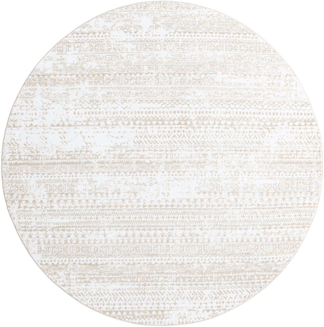 Snow White 7' 10 x 7' 10 Hermitage Round Area Rug 55% Polypropylene & 45% Polyester Easy Clean Stain-Resistant Carpet for Living, Office, Dorm Rooms for Sale at Rug Engine