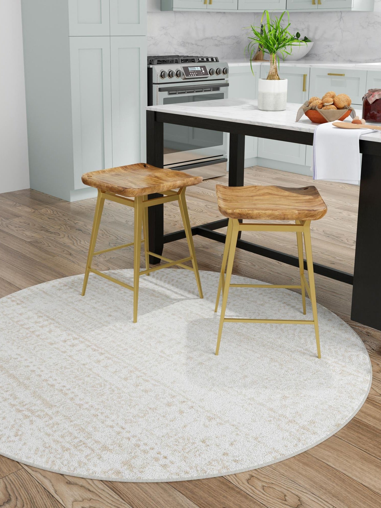 Snow White 10' x 10' Hermitage Round Area Rug 55% Polypropylene & 45% Polyester Easy Clean Stain-Resistant Carpet for Living, Office, Dorm Rooms for Sale at Rug Engine