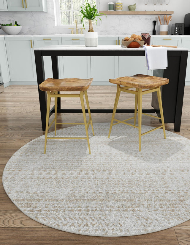 Snow White 10' 8 x 10' 8 Hermitage Round Area Rug 55% Polypropylene & 45% Polyester Easy Clean Stain-Resistant Carpet for Living, Office, Dorm Rooms for Sale at Rug Engine