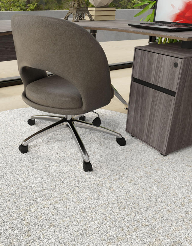Snow White 4' x 4' Hermitage Round Area Rug 55% Polypropylene & 45% Polyester Easy Clean Stain-Resistant Carpet for Living, Office, Dorm Rooms for Sale at Rug Engine
