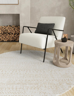 Snow White 6' x 6' Hermitage Round Area Rug 55% Polypropylene & 45% Polyester Easy Clean Stain-Resistant Carpet for Living, Office, Dorm Rooms for Sale at Rug Engine