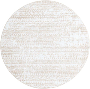 Snow White 6' x 6' Hermitage Round Area Rug 55% Polypropylene & 45% Polyester Easy Clean Stain-Resistant Carpet for Living, Office, Dorm Rooms for Sale at Rug Engine