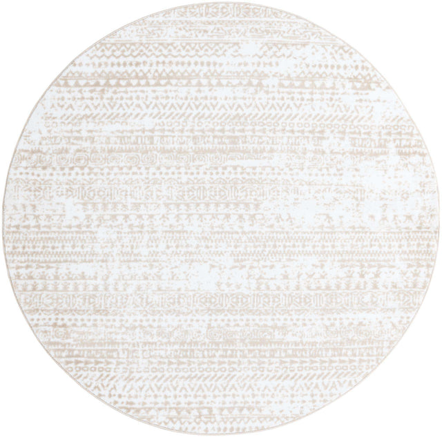 Snow White 6' x 6' Hermitage Round Area Rug 55% Polypropylene & 45% Polyester Easy Clean Stain-Resistant Carpet for Living, Office, Dorm Rooms for Sale at Rug Engine