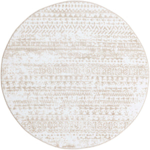Snow White 4' x 4' Hermitage Round Area Rug 55% Polypropylene & 45% Polyester Easy Clean Stain-Resistant Carpet for Living, Office, Dorm Rooms for Sale at Rug Engine