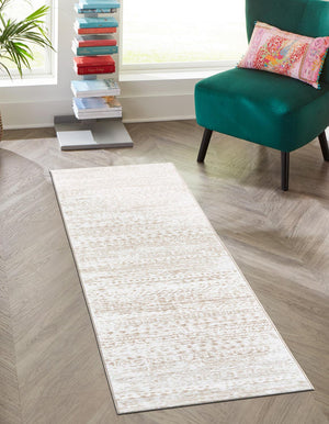 Snow White 2' x 7' Hermitage Runner Area Rug 55% Polypropylene & 45% Polyester Easy Clean Stain-Resistant Carpet for Living, Office, Dorm Rooms for Sale at Rug Engine