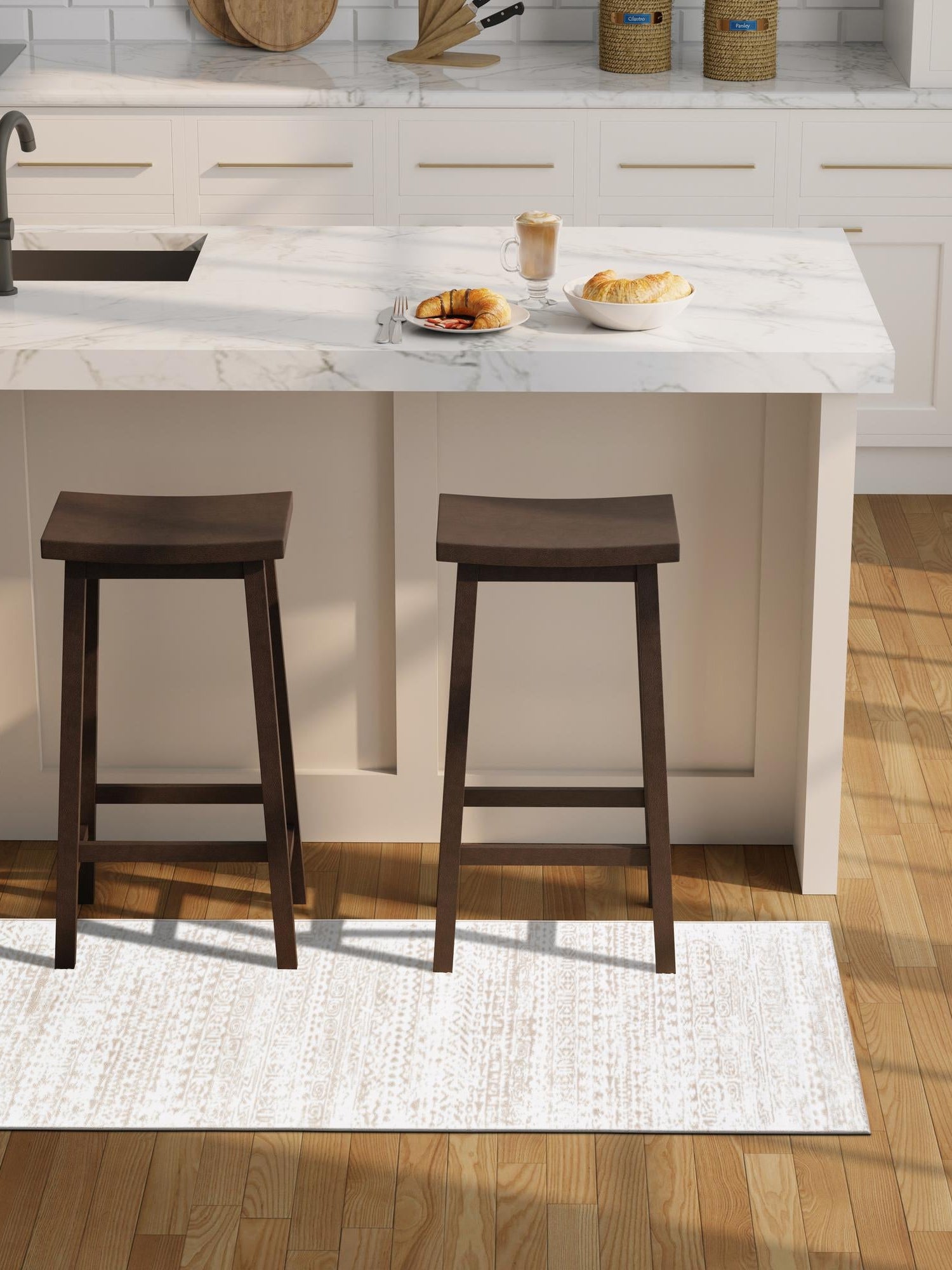 Snow White 2' x 7' Hermitage Runner Area Rug 55% Polypropylene & 45% Polyester Easy Clean Stain-Resistant Carpet for Living, Office, Dorm Rooms for Sale at Rug Engine