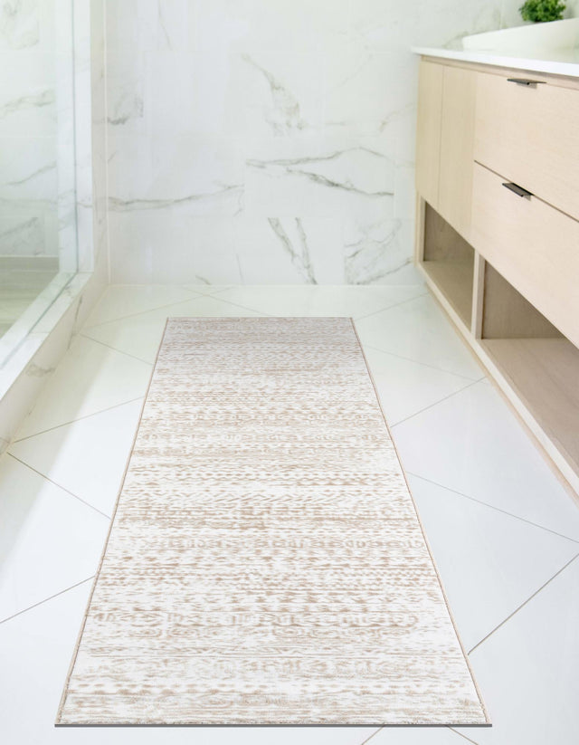 Snow White 2' 6 x 10' Hermitage Runner Area Rug 55% Polypropylene & 45% Polyester Easy Clean Stain-Resistant Carpet for Living, Office, Dorm Rooms for Sale at Rug Engine