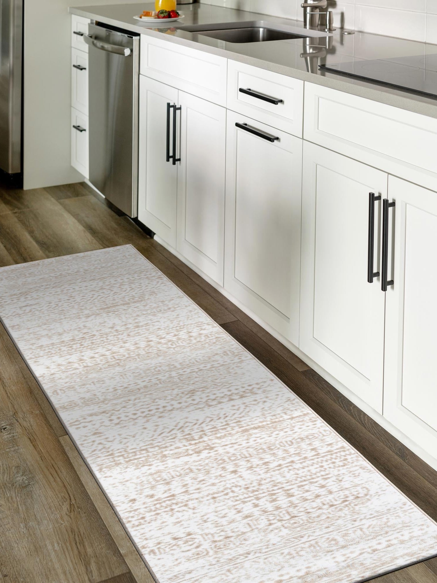 Snow White 2' 6 x 10' Hermitage Runner Area Rug 55% Polypropylene & 45% Polyester Easy Clean Stain-Resistant Carpet for Living, Office, Dorm Rooms for Sale at Rug Engine