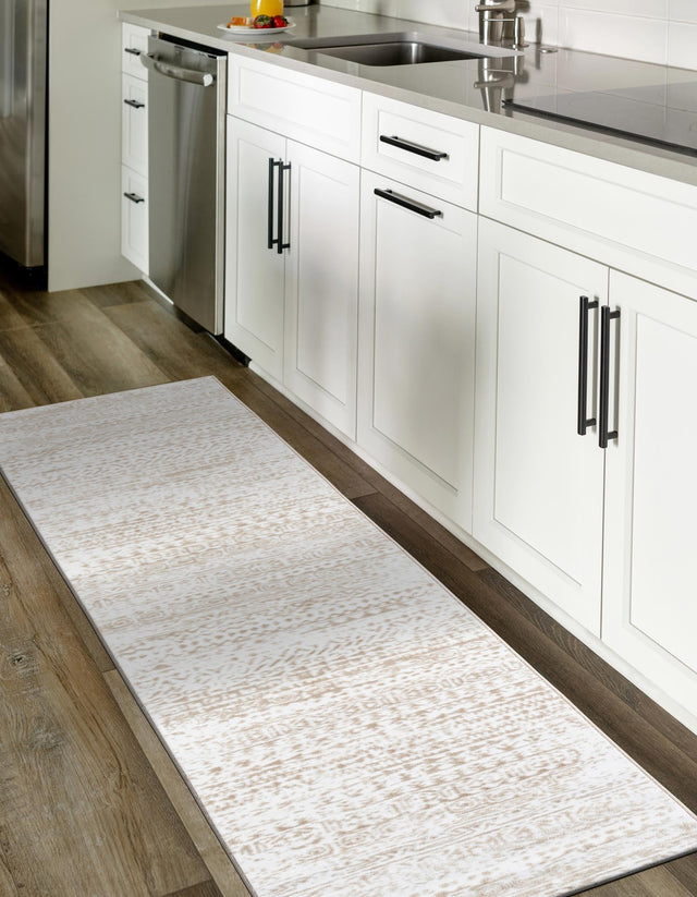 Snow White 2' 6 x 13' Hermitage Runner Area Rug 55% Polypropylene & 45% Polyester Easy Clean Stain-Resistant Carpet for Living, Office, Dorm Rooms for Sale at Rug Engine