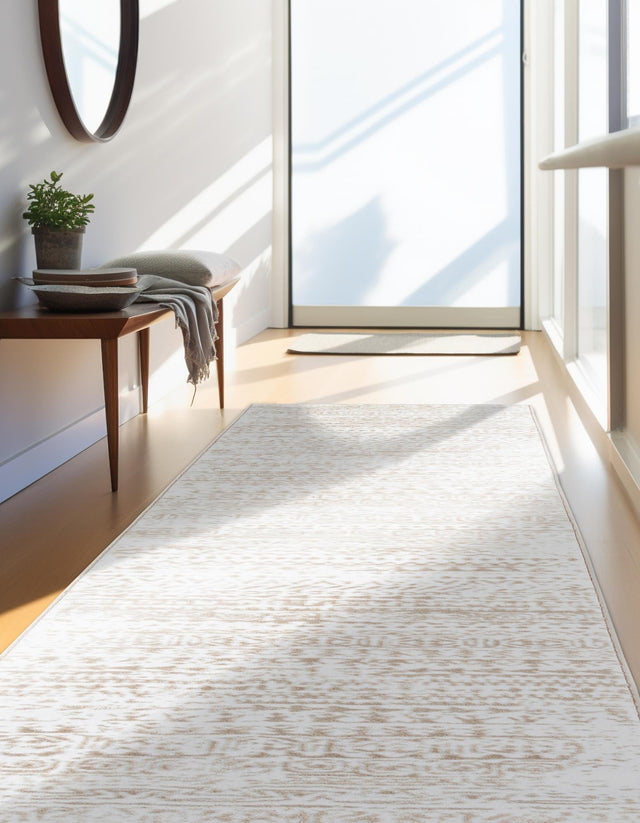Snow White 2' 6 x 10' Hermitage Runner Area Rug 55% Polypropylene & 45% Polyester Easy Clean Stain-Resistant Carpet for Living, Office, Dorm Rooms for Sale at Rug Engine