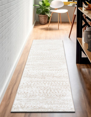 Snow White 2' 6 x 13' Hermitage Runner Area Rug 55% Polypropylene & 45% Polyester Easy Clean Stain-Resistant Carpet for Living, Office, Dorm Rooms for Sale at Rug Engine