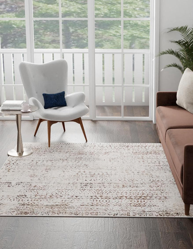 Chocolate Brown 7' 10 x 7' 10 Hermitage Square Area Rug 55% Polypropylene & 45% Polyester Easy Clean Stain-Resistant Carpet for Living, Office, Dorm Rooms for Sale at Rug Engine
