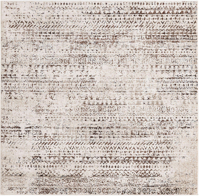 Chocolate Brown 6' x 6' Hermitage Square Area Rug 55% Polypropylene & 45% Polyester Easy Clean Stain-Resistant Carpet for Living, Office, Dorm Rooms for Sale at Rug Engine