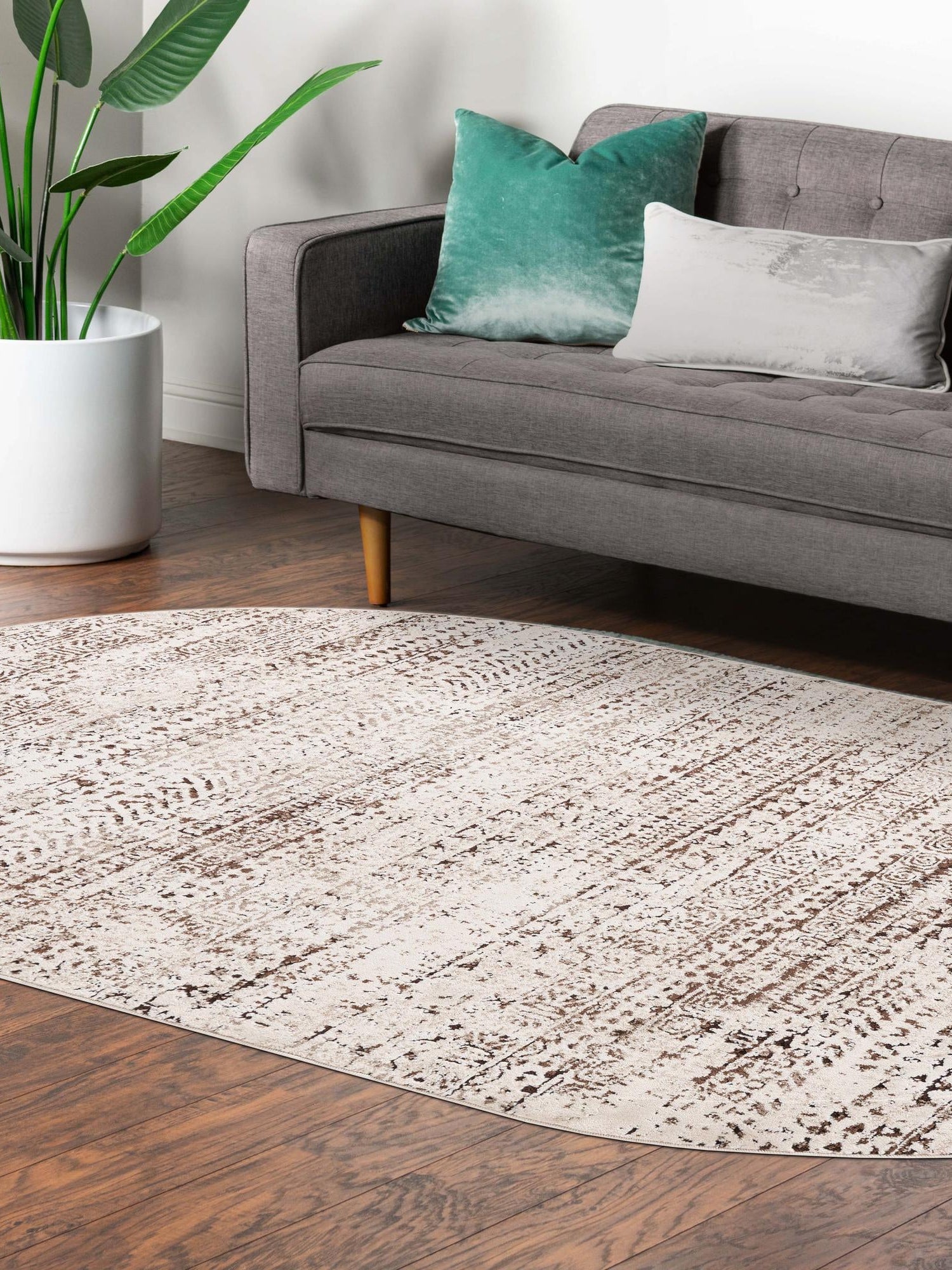 Chocolate Brown 7' 10 x 10' Hermitage Oval Area Rug 55% Polypropylene & 45% Polyester Easy Clean Stain-Resistant Carpet for Living, Office, Dorm Rooms for Sale at Rug Engine