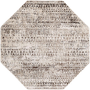 Chocolate Brown 5' 3 x 5' 3 Hermitage Octagon Area Rug 55% Polypropylene & 45% Polyester Easy Clean Stain-Resistant Carpet for Living, Office, Dorm Rooms for Sale at Rug Engine