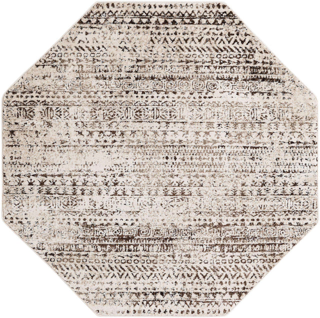 Chocolate Brown 5' 3 x 5' 3 Hermitage Octagon Area Rug 55% Polypropylene & 45% Polyester Easy Clean Stain-Resistant Carpet for Living, Office, Dorm Rooms for Sale at Rug Engine