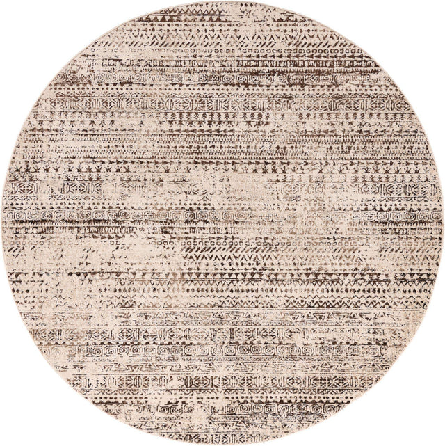 Chocolate Brown 7' 10 x 7' 10 Hermitage Round Area Rug 55% Polypropylene & 45% Polyester Easy Clean Stain-Resistant Carpet for Living, Office, Dorm Rooms for Sale at Rug Engine