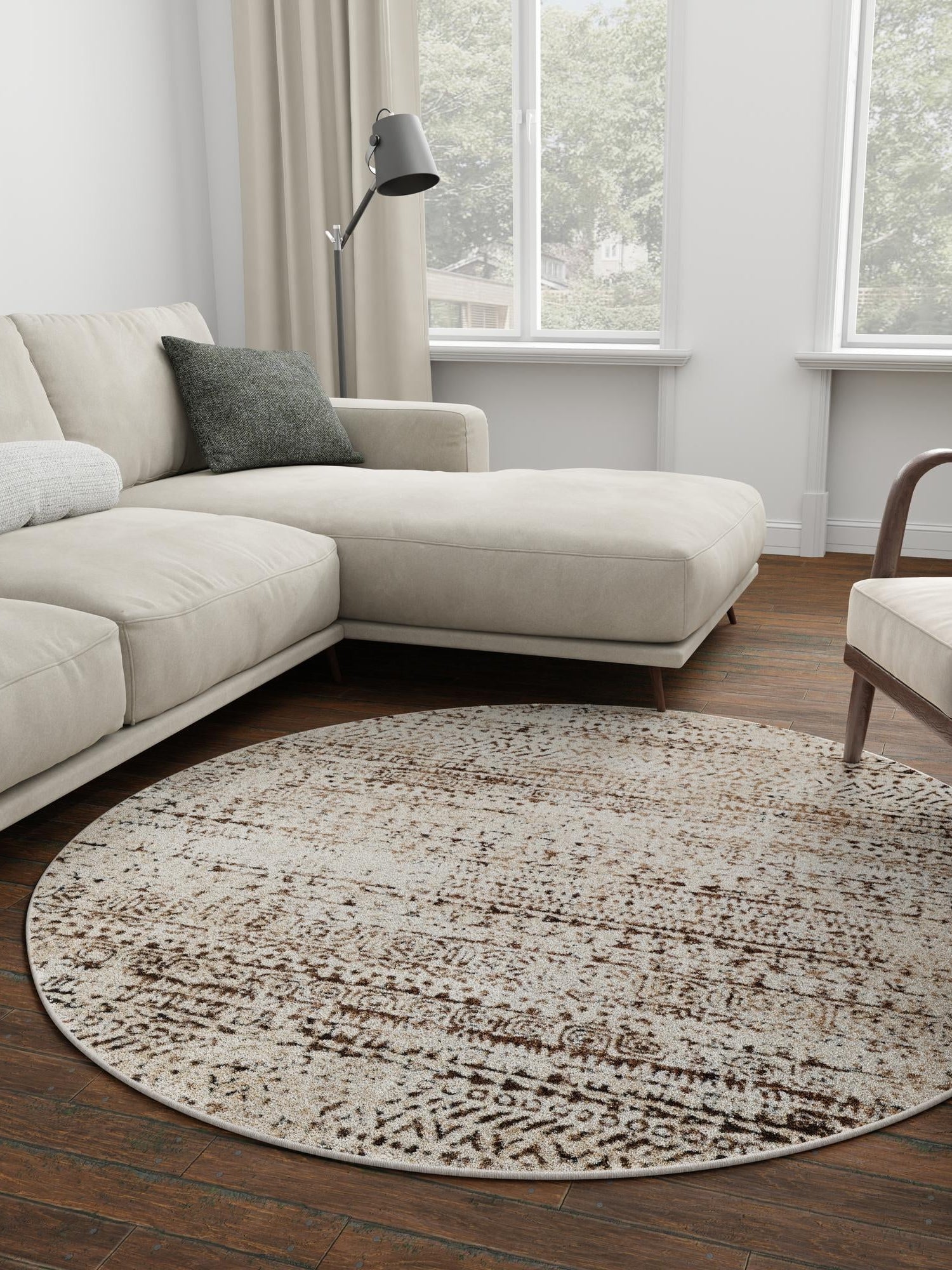 Chocolate Brown 10' x 10' Hermitage Round Area Rug 55% Polypropylene & 45% Polyester Easy Clean Stain-Resistant Carpet for Living, Office, Dorm Rooms for Sale at Rug Engine