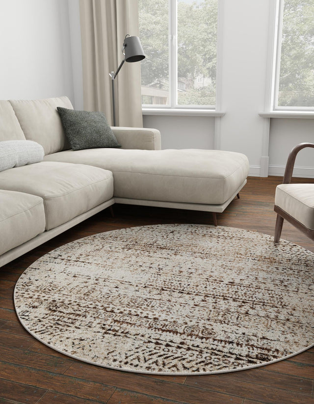 Chocolate Brown 10' x 10' Hermitage Round Area Rug 55% Polypropylene & 45% Polyester Easy Clean Stain-Resistant Carpet for Living, Office, Dorm Rooms for Sale at Rug Engine