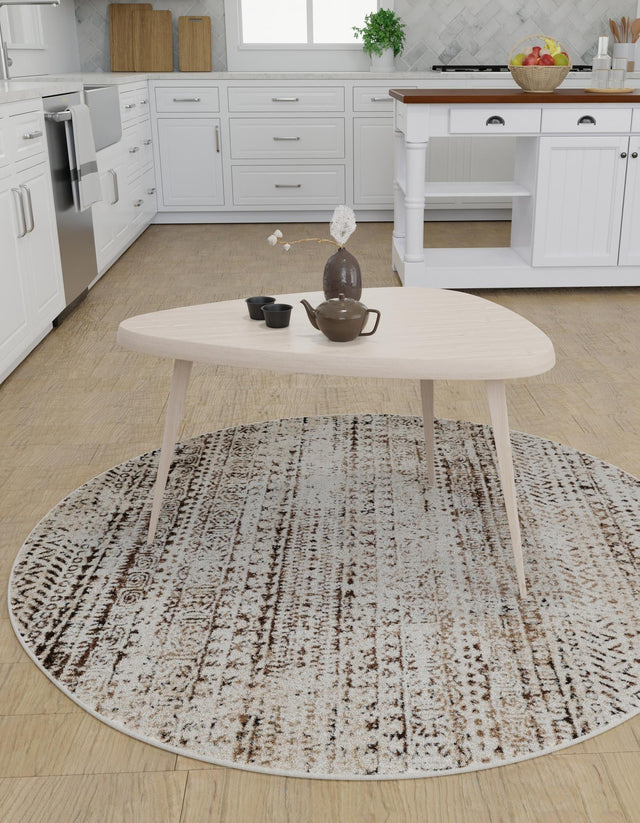 Chocolate Brown 5' 3 x 5' 3 Hermitage Round Area Rug 55% Polypropylene & 45% Polyester Easy Clean Stain-Resistant Carpet for Living, Office, Dorm Rooms for Sale at Rug Engine