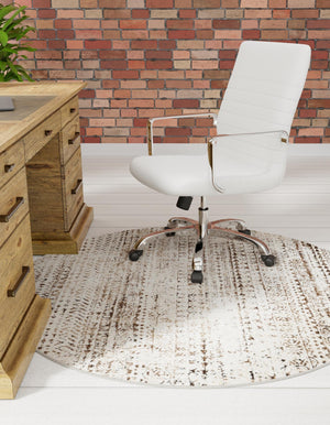 Chocolate Brown 7' 1 x 7' 1 Hermitage Round Area Rug 55% Polypropylene & 45% Polyester Easy Clean Stain-Resistant Carpet for Living, Office, Dorm Rooms for Sale at Rug Engine