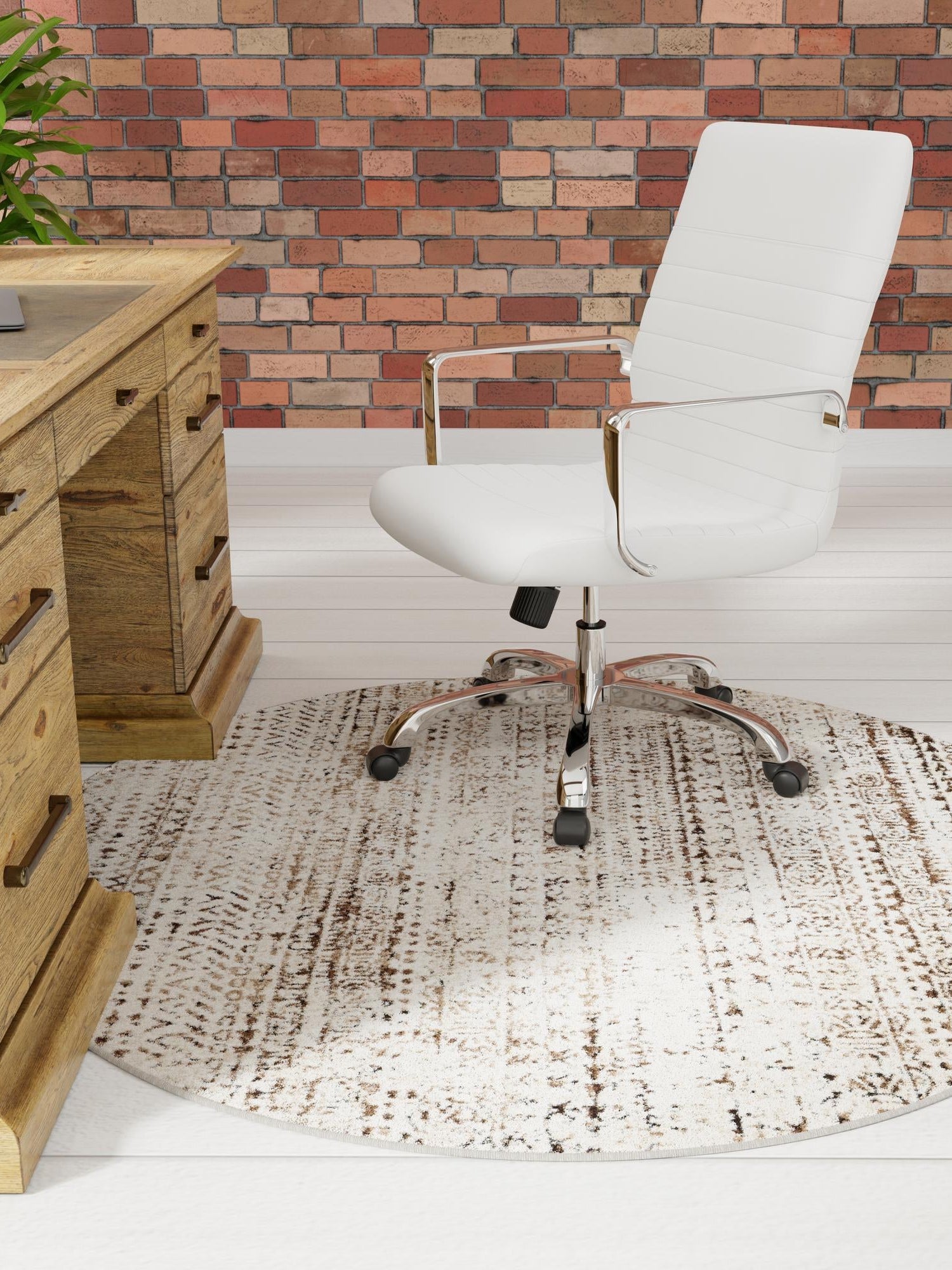 Chocolate Brown 6' x 6' Hermitage Round Area Rug 55% Polypropylene & 45% Polyester Easy Clean Stain-Resistant Carpet for Living, Office, Dorm Rooms for Sale at Rug Engine