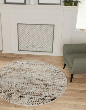 Chocolate Brown 10' 8 x 10' 8 Hermitage Round Area Rug 55% Polypropylene & 45% Polyester Easy Clean Stain-Resistant Carpet for Living, Office, Dorm Rooms for Sale at Rug Engine
