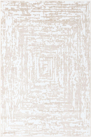 White Bone 6' x 9' Hermitage Rectangle Area Rug 55% Polypropylene & 45% Polyester Easy Clean Stain-Resistant Carpet for Living, Office, Dorm Rooms for Sale at Rug Engine