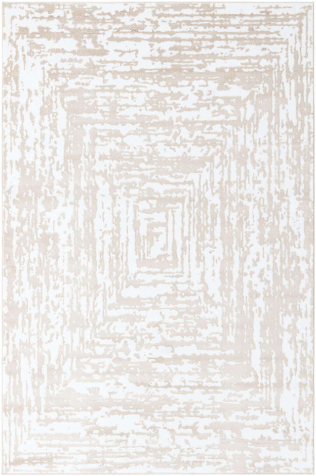 White Bone 6' x 9' Hermitage Rectangle Area Rug 55% Polypropylene & 45% Polyester Easy Clean Stain-Resistant Carpet for Living, Office, Dorm Rooms for Sale at Rug Engine