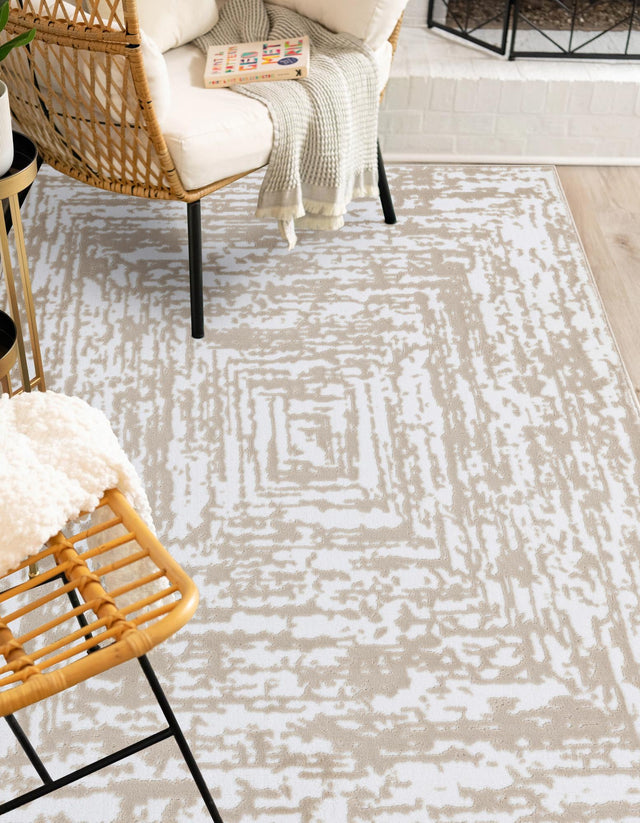 White Bone 9' x 12' Hermitage Rectangle Area Rug 55% Polypropylene & 45% Polyester Easy Clean Stain-Resistant Carpet for Living, Office, Dorm Rooms for Sale at Rug Engine