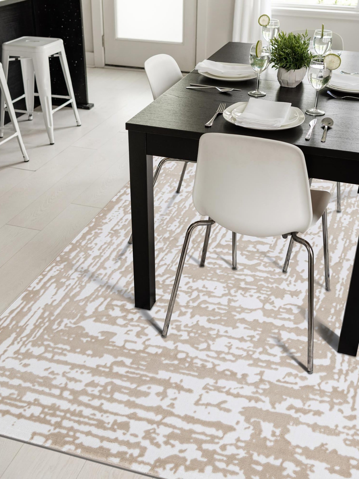 White Bone 7' x 10' Hermitage Rectangle Area Rug 55% Polypropylene & 45% Polyester Easy Clean Stain-Resistant Carpet for Living, Office, Dorm Rooms for Sale at Rug Engine