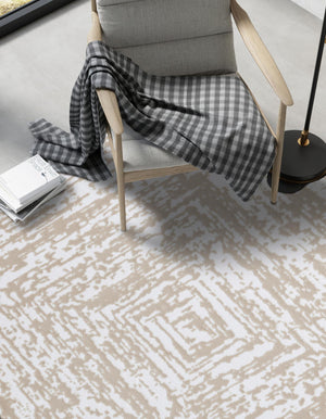 White Bone 4' x 6' Hermitage Rectangle Area Rug 55% Polypropylene & 45% Polyester Easy Clean Stain-Resistant Carpet for Living, Office, Dorm Rooms for Sale at Rug Engine