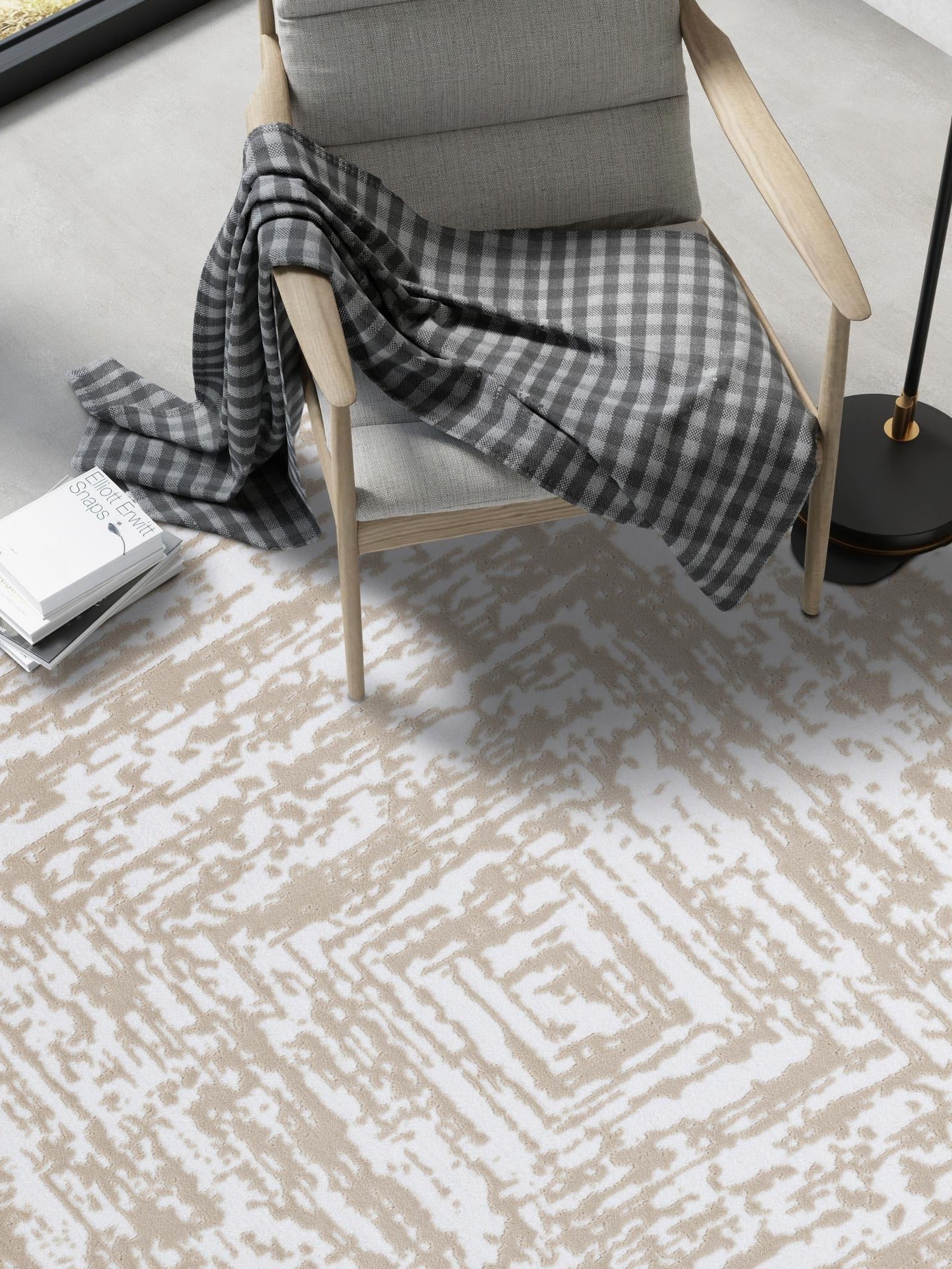 White Bone 5' 3 x 8' Hermitage Rectangle Area Rug 55% Polypropylene & 45% Polyester Easy Clean Stain-Resistant Carpet for Living, Office, Dorm Rooms for Sale at Rug Engine