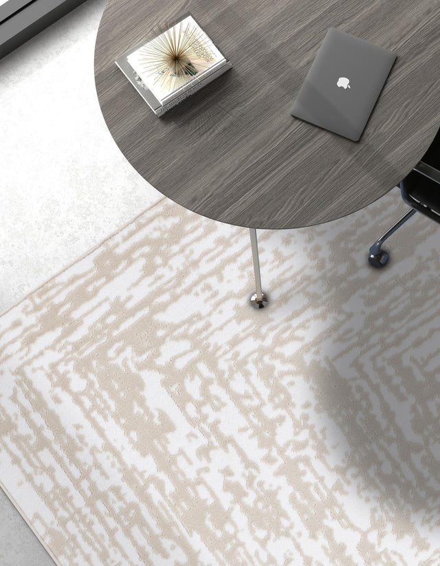 White Bone 2' x 3' Hermitage Rectangle Area Rug 55% Polypropylene & 45% Polyester Easy Clean Stain-Resistant Carpet for Living, Office, Dorm Rooms for Sale at Rug Engine