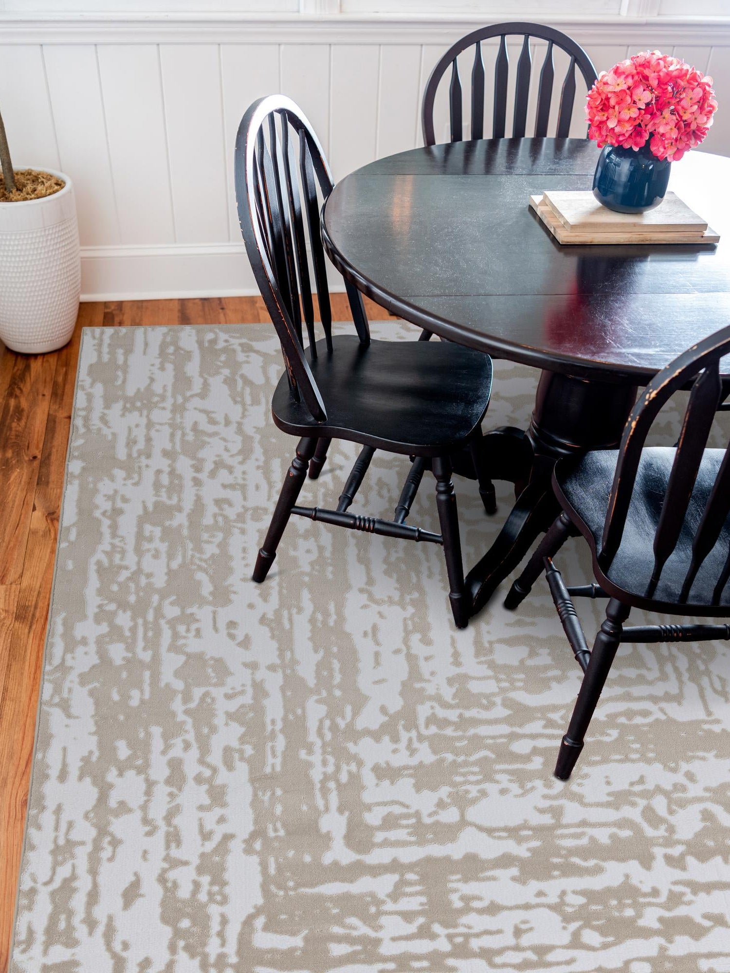 White Bone 7' 10 x 7' 10 Hermitage Square Area Rug 55% Polypropylene & 45% Polyester Easy Clean Stain-Resistant Carpet for Living, Office, Dorm Rooms for Sale at Rug Engine
