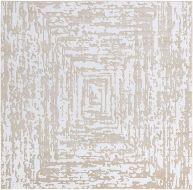 White Bone 7' 10 x 7' 10 Hermitage Square Area Rug 55% Polypropylene & 45% Polyester Easy Clean Stain-Resistant Carpet for Living, Office, Dorm Rooms for Sale at Rug Engine