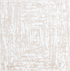 White Bone 6' x 6' Hermitage Square Area Rug 55% Polypropylene & 45% Polyester Easy Clean Stain-Resistant Carpet for Living, Office, Dorm Rooms for Sale at Rug Engine