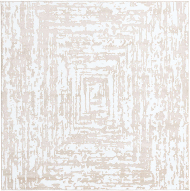 White Bone 6' x 6' Hermitage Square Area Rug 55% Polypropylene & 45% Polyester Easy Clean Stain-Resistant Carpet for Living, Office, Dorm Rooms for Sale at Rug Engine