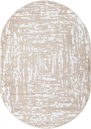 White Bone 7' x 10' Hermitage Oval Area Rug 55% Polypropylene & 45% Polyester Easy Clean Stain-Resistant Carpet for Living, Office, Dorm Rooms for Sale at Rug Engine