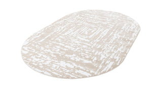 White Bone 5' 3 x 8' Hermitage Oval Area Rug 55% Polypropylene & 45% Polyester Easy Clean Stain-Resistant Carpet for Living, Office, Dorm Rooms for Sale at Rug Engine