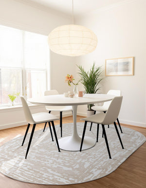 White Bone 7' x 10' Hermitage Oval Area Rug 55% Polypropylene & 45% Polyester Easy Clean Stain-Resistant Carpet for Living, Office, Dorm Rooms for Sale at Rug Engine