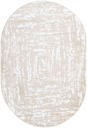 White Bone 5' 3 x 8' Hermitage Oval Area Rug 55% Polypropylene & 45% Polyester Easy Clean Stain-Resistant Carpet for Living, Office, Dorm Rooms for Sale at Rug Engine