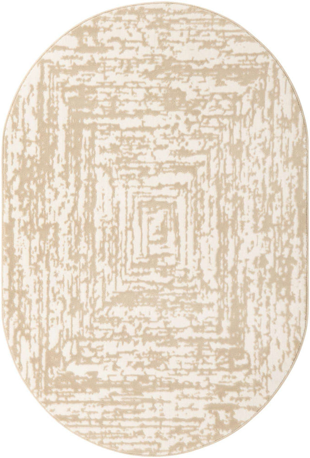 White Bone 4' x 6' Hermitage Oval Area Rug 55% Polypropylene & 45% Polyester Easy Clean Stain-Resistant Carpet for Living, Office, Dorm Rooms for Sale at Rug Engine