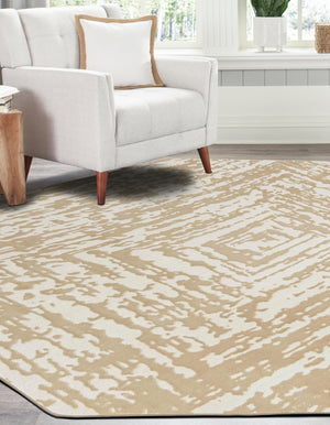 White Bone 7' 10 x 7' 10 Hermitage Octagon Area Rug 55% Polypropylene & 45% Polyester Easy Clean Stain-Resistant Carpet for Living, Office, Dorm Rooms for Sale at Rug Engine
