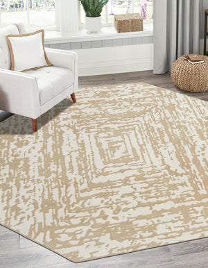 White Bone 7' 10 x 7' 10 Hermitage Octagon Area Rug 55% Polypropylene & 45% Polyester Easy Clean Stain-Resistant Carpet for Living, Office, Dorm Rooms for Sale at Rug Engine
