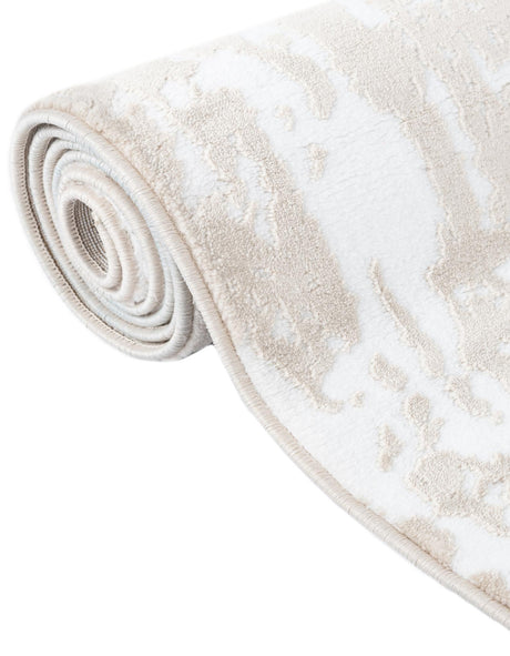 White Bone 5' 3 x 5' 3 Hermitage Octagon Area Rug 55% Polypropylene & 45% Polyester Easy Clean Stain-Resistant Carpet for Living, Office, Dorm Rooms for Sale at Rug Engine