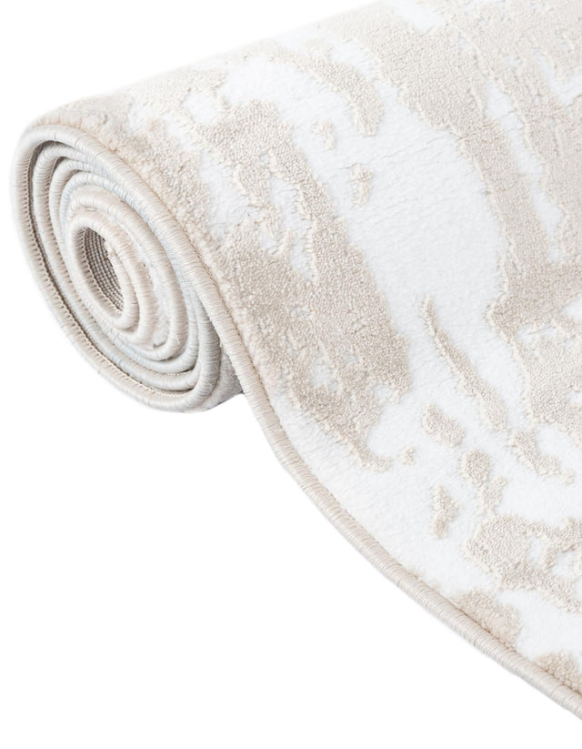 White Bone 5' 3 x 5' 3 Hermitage Octagon Area Rug 55% Polypropylene & 45% Polyester Easy Clean Stain-Resistant Carpet for Living, Office, Dorm Rooms for Sale at Rug Engine