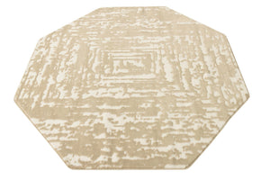 White Bone 5' 3 x 5' 3 Hermitage Octagon Area Rug 55% Polypropylene & 45% Polyester Easy Clean Stain-Resistant Carpet for Living, Office, Dorm Rooms for Sale at Rug Engine