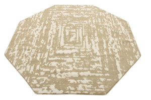 White Bone 5' 3 x 5' 3 Hermitage Octagon Area Rug 55% Polypropylene & 45% Polyester Easy Clean Stain-Resistant Carpet for Living, Office, Dorm Rooms for Sale at Rug Engine