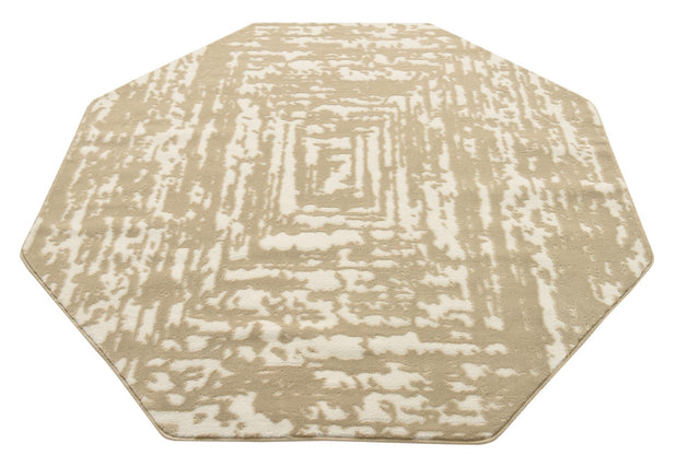 White Bone 5' 3 x 5' 3 Hermitage Octagon Area Rug 55% Polypropylene & 45% Polyester Easy Clean Stain-Resistant Carpet for Living, Office, Dorm Rooms for Sale at Rug Engine